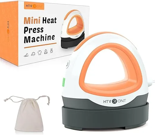 HTVRONT Heat Press Mini Iron for Crafting, Mini Heat Press Machine for T Shirts, Auto-Off Small Heat Press Portable Iron Press for Heating Transfer(Orange)
