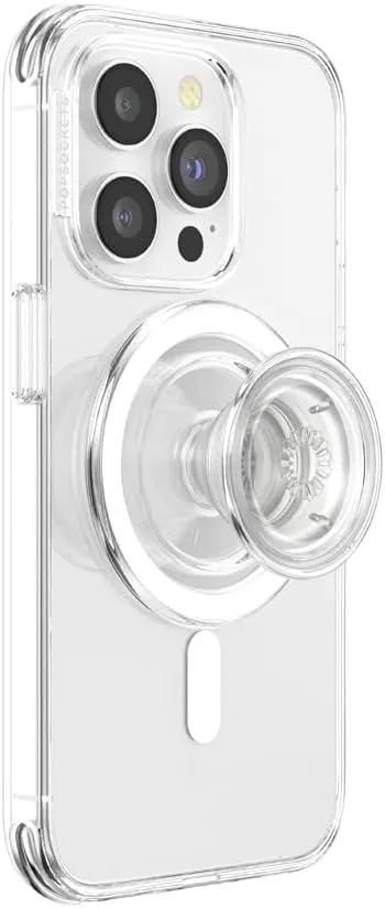 PopSockets Phone Grip Compatible with MagSafe, Adapter Ring for MagSafe Included, Phone Holder, Wireless Charging Compatible - Clear