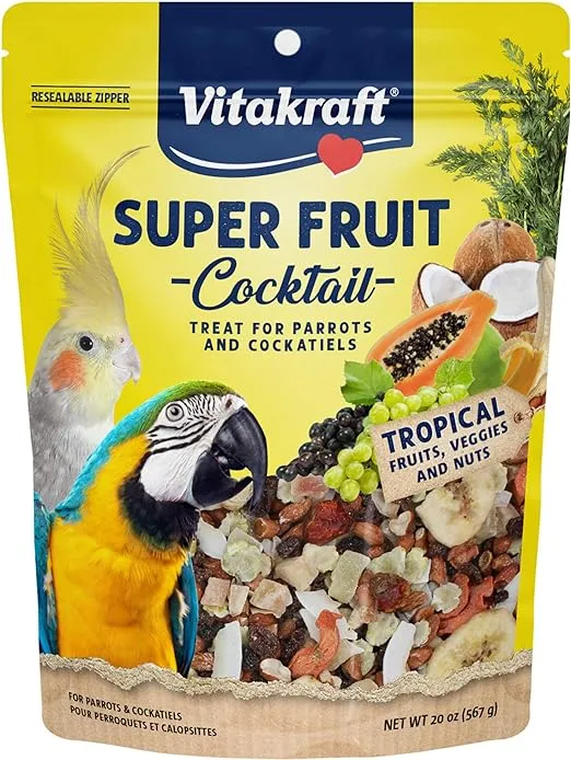 Vitakraft Fresh Super Fruit Cocktail - Tropical Parrot Fruit Blend - Parrot and Parakeet Treats Browns 1.25 Pound (Pack of 1)