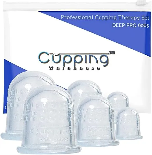 Cupping Warehouse Advanced Grip 6 PRO 6570 -Harder Cups for Advanced Dynamic Treatments- Professional Cupping Therapy Sets Silicone Massage Cups Back Hand Muscle and Joints
