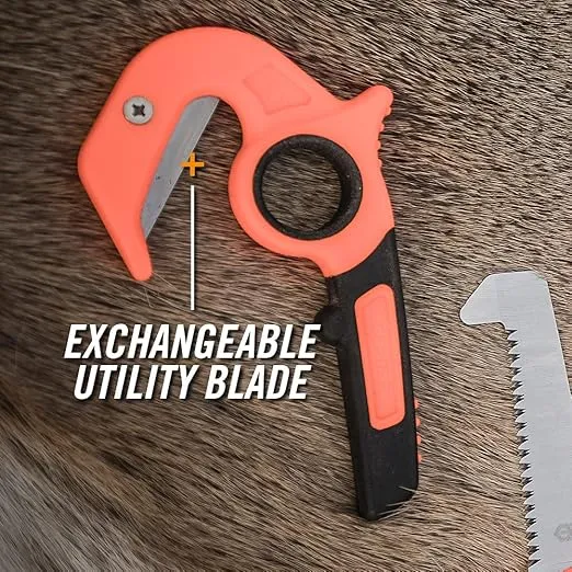 Gerber Gear Vital Zip Utility Knife, Stainless Steel Plain Edge Blade, Game Processing Skin and Gut Knife for Hunting
