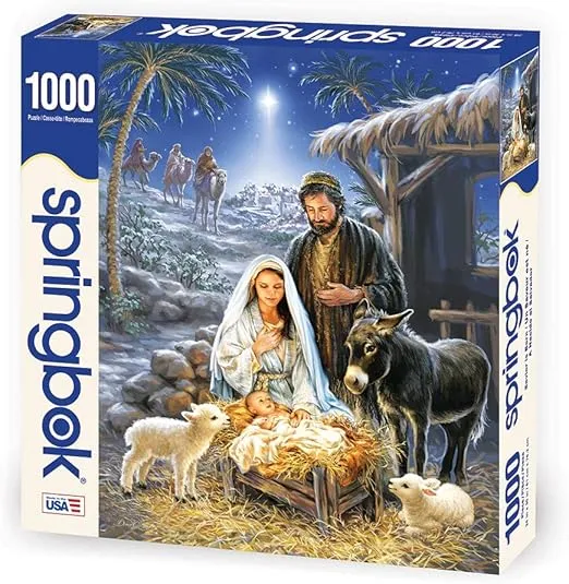 Springbok- Savior is Born 1000 Piece Jigsaw Puzzle - A Nativity Scene is Beautifully Illustrated Celebrating The Meaning of Christmas