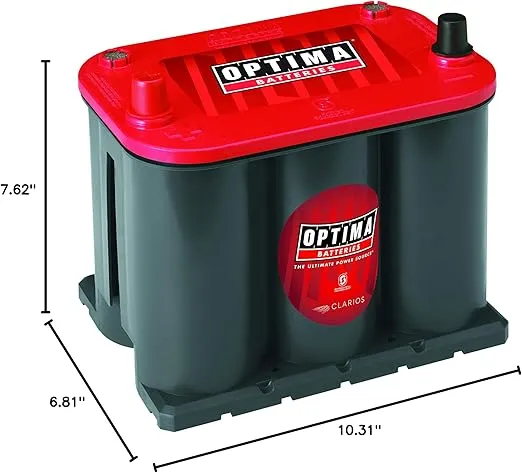 OPTIMA Batteries High Performance 25 RedTop Sealed AGM Car, Truck, and SUV Starting Battery, 720 CCA, SAE Terminal, Maintenance Free, Versitile Mounting