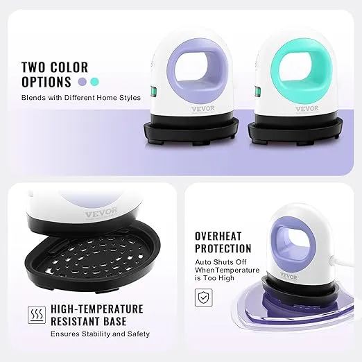 VEVOR Mini Heat Press - Small Heat Press Machine - 3 Heat Settings and Auto-Off - Portable Heat Transfer Machine - Sublimation Machine for T-Shirts/Hats/Coasters/Bags (White Blue)