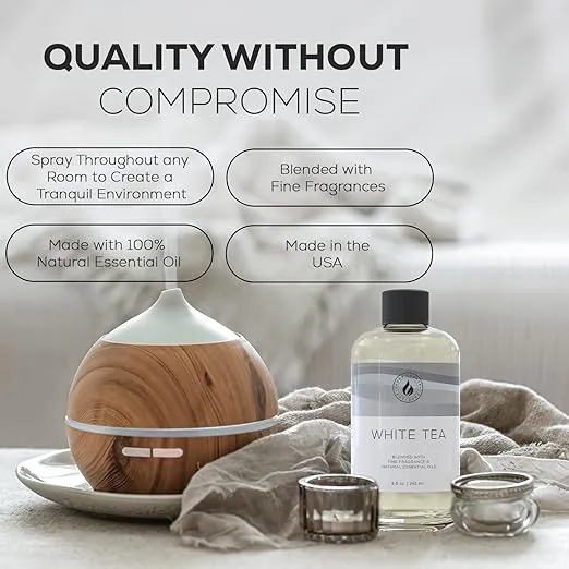 Aroma Country White Tea Diffuser Oil - Luxury Essential Oils for Diffuser Refill & Air Freshener Room Spray, Long-Lasting, Natural Home Fragrance and Hotel Scent for Diffusers & Machines - 8.5 Fl. oz