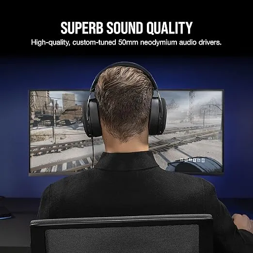 Corsair HS60 HAPTIC Stereo Gaming Headset with Haptic Bass - Taction Technology - Discord Certified - iCUE Compatible - PC - Carbon