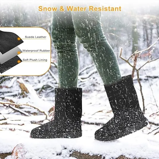 Moclever Boots For Women Snow Winter, Women Ladies Snow Boots Waterproof Faux Suede Mid-Calf Boots