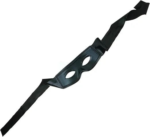 Skeleteen Black Burglar Masquerade Mask - Faux Leather Costume Bank Robber Thief Mask With Tie Strings