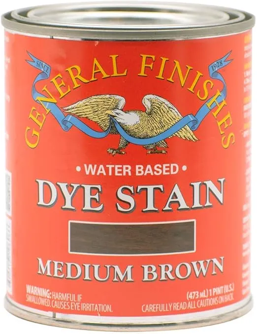 General Finishes Water Based Dye, 1 Pint, Medium Brown