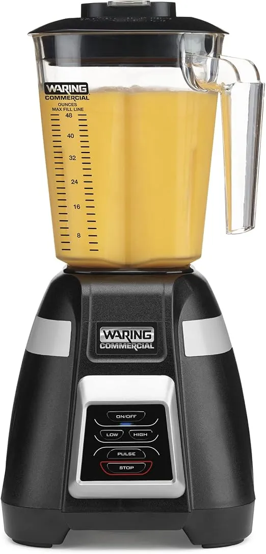 Waring Commercial BB320 Blade 1 HP Blender, Toggle Switch Controls with Pulse feature, 48 oz BPA Free Copolyester Stacking Container, 120V, 5-15 Phase Plug Black