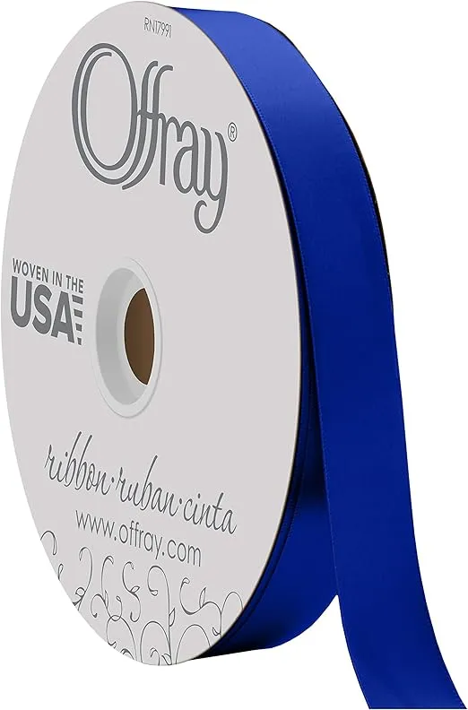 Berwick Offray 7/8" Wide Double Face Satin Ribbon, Royal Blue, 100 Yards