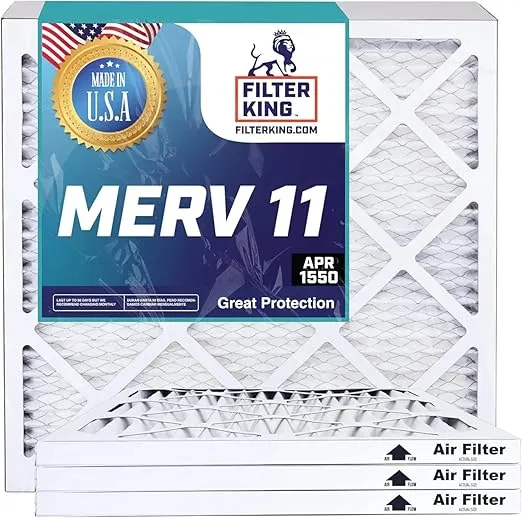 Filter King 16x25x1 Air Filter | 12-PACK | MERV 11 HVAC Pleated A/C Furnace Filters | MADE IN USA | Actual Size: 15.5 x 24.5 x .75"