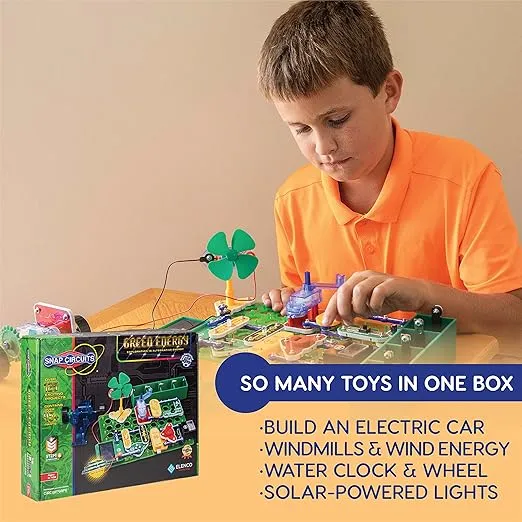 Snap Circuits Green Energy Electronics Exploration Kit | Over 125 Exciting STEM Projects | Full Color Project Manual | 45+ Snap Circuits Parts | STEM Educational Toys for Kids 8+