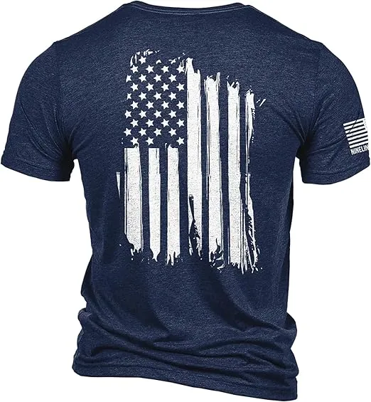 Nine Line American Flag Symbol of Freedom Patriotic T-Shirt - Veteran Company America Stars and Stripes and Dropline Logo