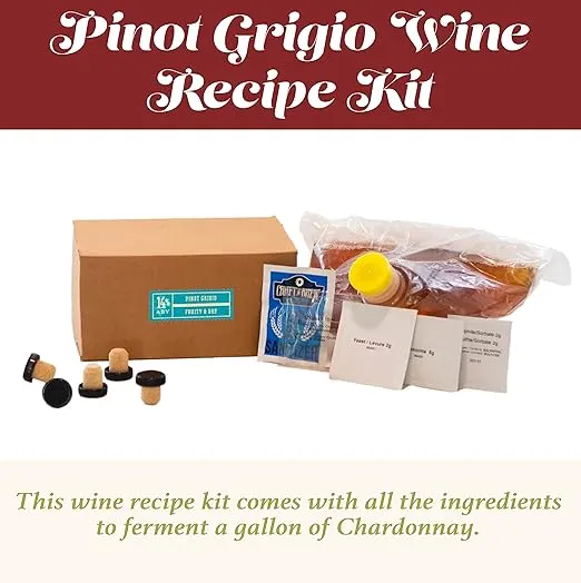 Craft A Brew - Pinot Grigio Wine Recipe Kit - 1 Gallon - Ingredients for Home Brewing Wine - Wine Making Ingredients and Supplies