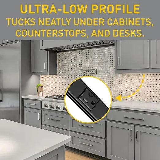 Legrand - Wiremold Kitchen Power Strip, Black Plugmold Power Strip, 5 Foot Under Counter Power Strip, 9 Outlet Plugmold with USB Ports, Legrand Plugmold UBS with Standard 15A, BK20GB506TRUSB