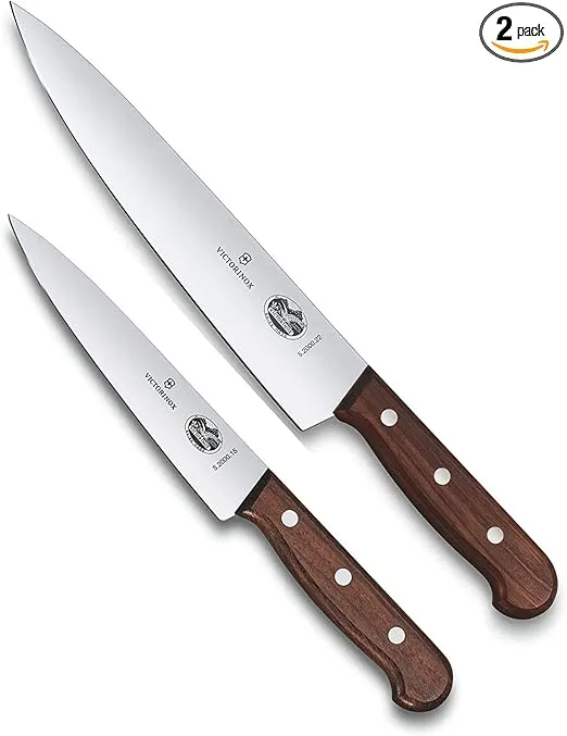 Victorinox Carving Set - Kitchen Knife Set for Home Essentials - Includes 2 Cooking Knives - Perfect for Cutting Fruit, Vegetables & Meat - Wooden Handle, 2-Piece Set