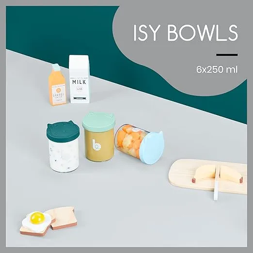 Babymoov Baby Glass Food Jars Set of 6 (8.5oz Each) BPA-Free Borosilicate Glass Storage Containers Leakproof Silicone Lids Microwave, Freezer & Dishwasher Safe Baby Registry Essential