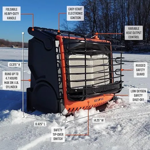 Heat Hog HH-18SLN-A 18,000 BTU LP Portable Propane Heater for your garage, tailgating, ice fishing, hunting, & camping, Indoor/Outdoor