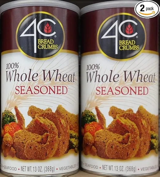 4C Premium Bread Crumbs, Whole Wheat Seasoned with Pecorino Romano Cheese, Flavorful Crispy Crunchy, Value Pack (Whole Wheat Seasoned, 13 Ounce (Pack of 2))