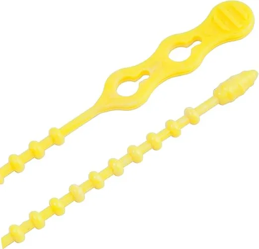 Gardner Bender 45-12BEADYW Beaded Cable Tie Wrap, 12 inch, 70 lb, Reusable, Adjustable Wire and Cord Management, 15 Pk, Yellow