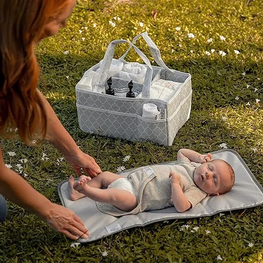 Baby Changing Pad, Portable Diaper Changing Pads for Newborn Girl & boy – Waterproof Travel Changing Station- Gift by Comfy Cubs (Sea Blue, Compact)