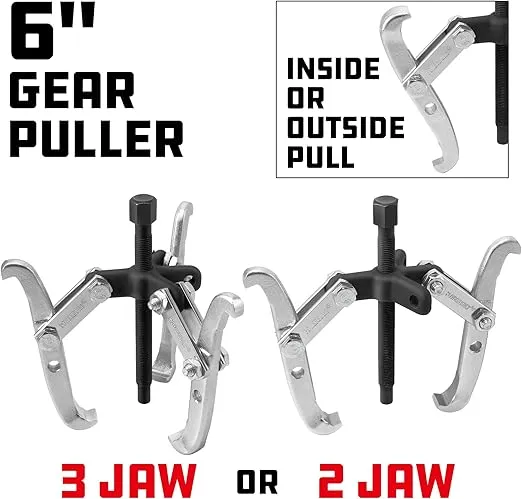 Alltrade 648648 Kit 17 Combination Reversible Jaw Gear Puller Tool Set Silver, 6 in.