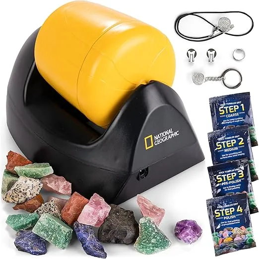 NATIONAL GEOGRAPHIC Starter Rock Tumbler Kit - Durable Leak-Proof Rock Polisher for Kids - Complete Rock Tumbling Kit - Geology Hobby Science Kit, Rocks & Crystals for Kids (Amazon Exclusive)