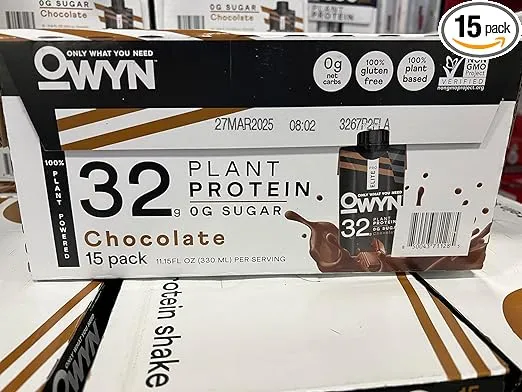 OWYN Pro Elite Vegan High Protein Keto Shake, 32g Protein, 9 Amino Acids, Omega-3, Prebiotics, Superfoods Greens for Workout and Recovery, 0g Net Carbs, Zero Sugar (Chocolate, 11.15 Fl Oz (Pack of 15))