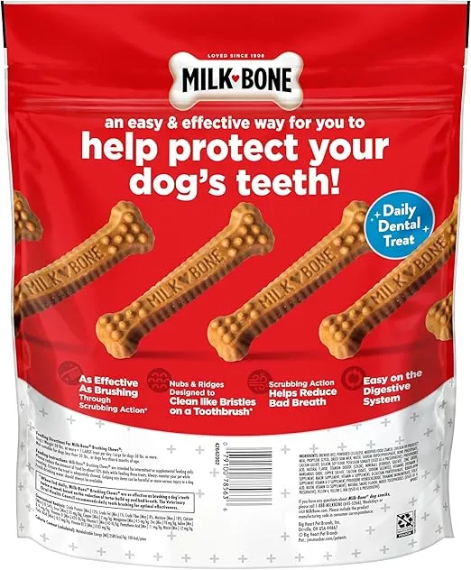 Milk-Bone Brushing Chews Daily Dental Dog Treats, Chicken Flavor, Large, 25 Count