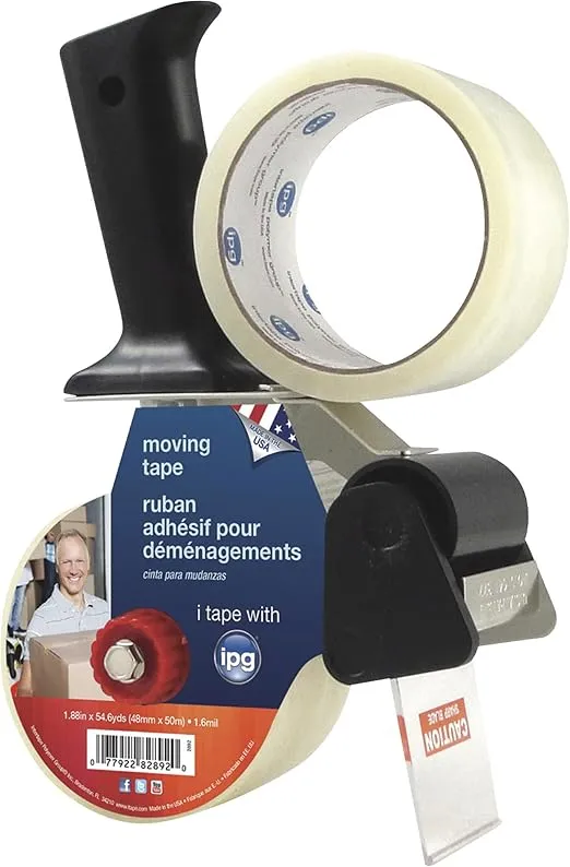 IPG Moving Tape, 1.88" x 54.6 yd, Clear (2-Pack) (2892)