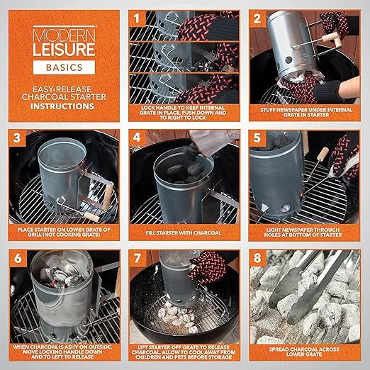Modern Leisure® Basics Easy-Release Charcoal Starter, Steel, 2 Pack