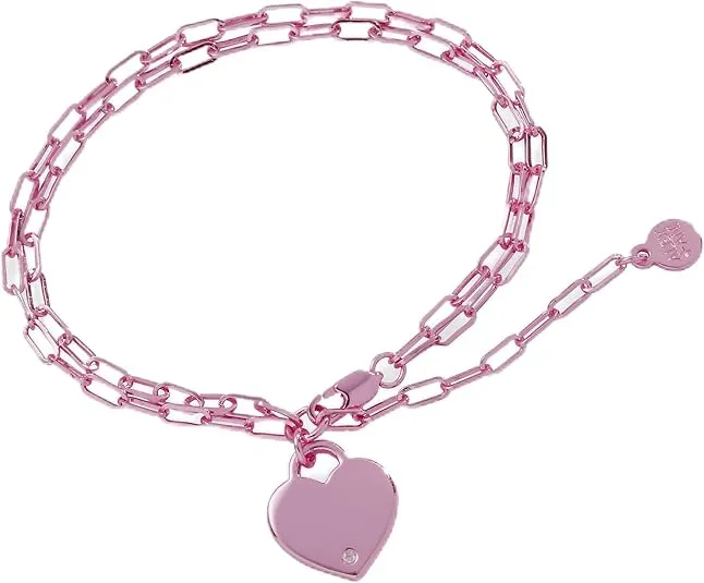 Alex and Ani AA784523SP,Heart Double Paperclip Chain Bracelet,Shiny Pink,Pink, Bracelets
