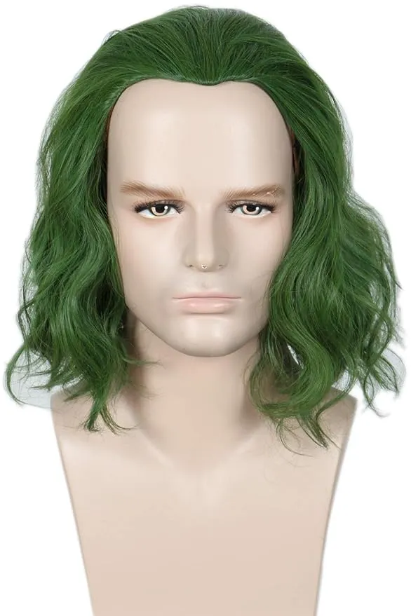 Linfairy Short Green Clown Wig Halloween Cosplay Costume Curly Wig