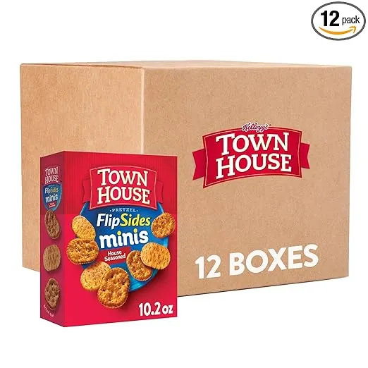Town House FlipSides Minis Oven Baked Crackers, Lunch Snacks, Snack Crackers, House Seasoned (12 Boxes)