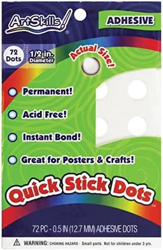 ArtSkills Quick Stick Dots, 1/2" Diameter, 72 Dots (PA-1278)