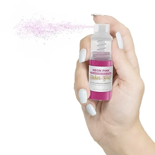 Brew Glitter - Neon Pink (4g 1x Mini Pump) Edible Glitter for Desserts, Beverages, Cupcakes, Cake Pops and Cookies by Bakell