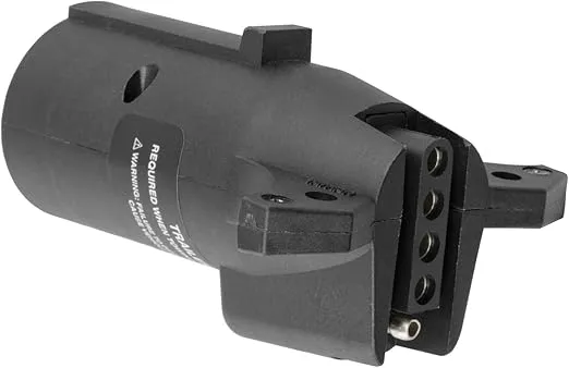 CURT 57004 LED-Compatible 7-Way RV Blade Vehicle-Side to 4-Way Flat Trailer-Side Trailer Wiring Adapter , Black