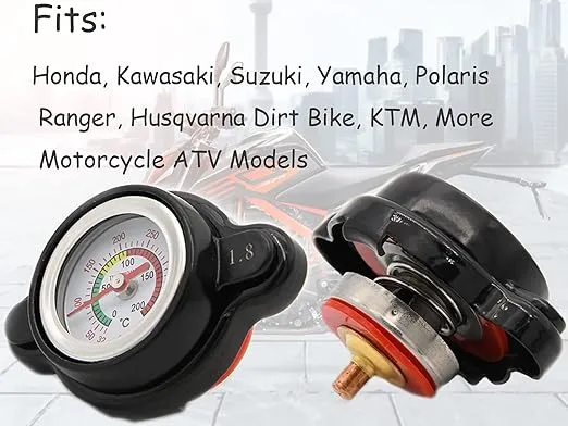 JOD High-Pressure Temperature Gauge Radiator Cap, Temp Gauge 1.8 Bar Accurate Reading Prevent Engine Leaks Compatible with Honda Polaris Ranger Kawasaki Suzuki Yamaha Bike More Motorcycle ATV