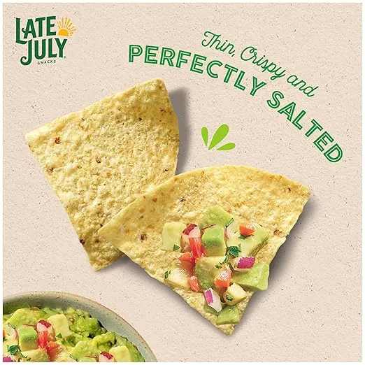 Late July Snacks, Thin & Crispy Organic Tortilla Chips, Sea Salt & Lime, 14.75 oz Party Size Bag