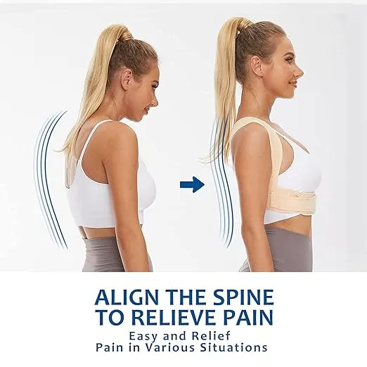 Posture Corrector for Women and Men, Adjustable Upper Back Brace for Clavicle Support and Providing Pain Relief from Neck, Shoulder, and Upper Back (Beige, Large/XLarge)