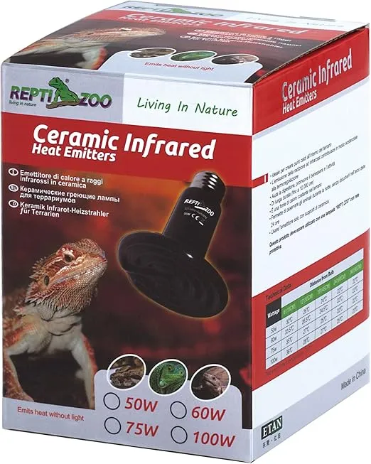 REPTI ZOO Reptile Ceramic Infrared Heat Emitter,110V 100W Infrared Bulb for Reptile Pet Coop and Glass Terrarium