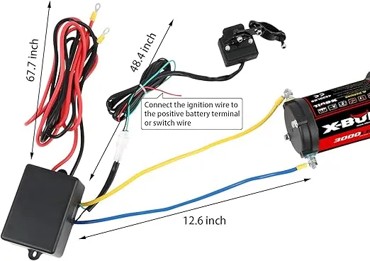 X-BULL 12V 3000LBS Steel Wire Electric Winch for Towing ATV/UTV Off Road with Mounting Bracket Wireless Remote