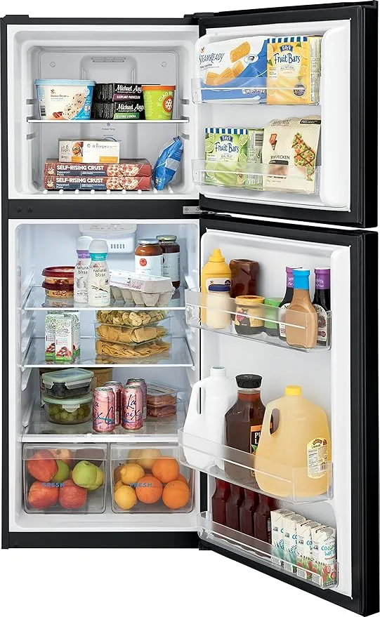 Frigidaire 11.6 Cu. Ft. Compact ADA Top Freezer Refrigerator in Black with Electronic Control Panel, Reversible Door Swing, ENERGY STAR