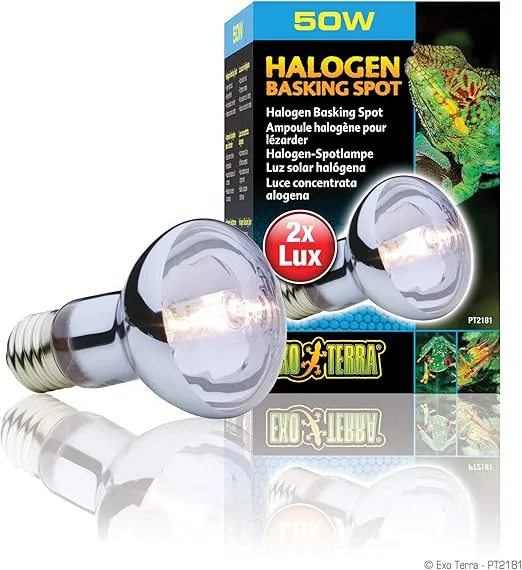 Exo Terra Sun Glo Halogen Basking Spot Lamp, Reptile Light Bulb, 50 Watts, PT2181
