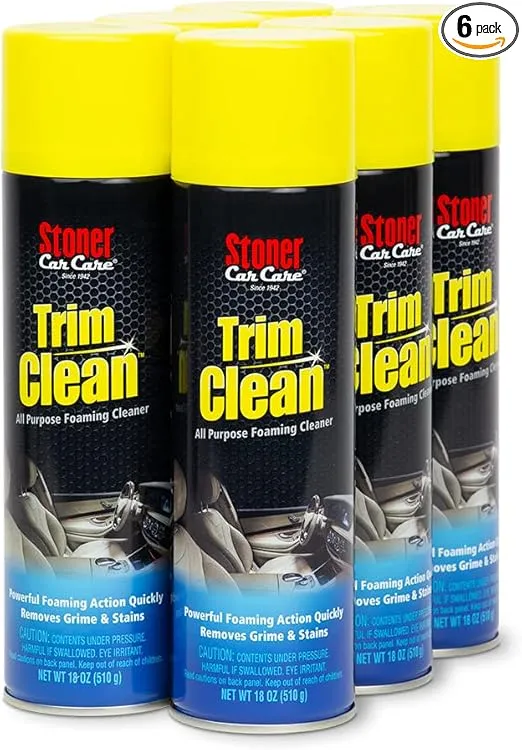 Stoner Car Care 91134–6PK Trim Clean All-Purpose Fast Acting Powerful Foaming Cleaner Quickly Removes Grime and Stains From Trim, Consoles, and More To Restore Automotive Interiors, 18 Oz, Pack of 6