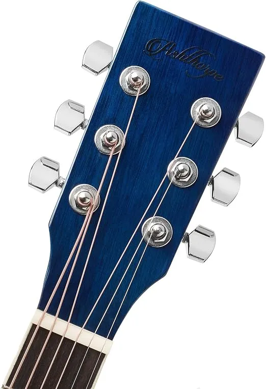 Ashthorpe Full-Size Dreadnought Cutaway Acoustic-Electric Guitar Bundle - Premium Tonewoods - Blue
