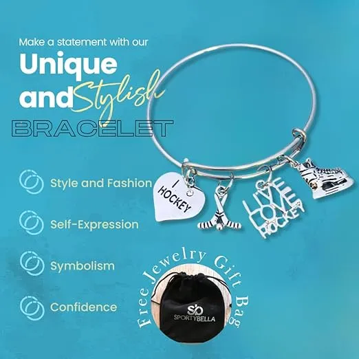 Infinity Collection Hockey Bracelet, Hockey Jewelry- Hockey Bangle Bracelet Gift for Girl Hockey Players