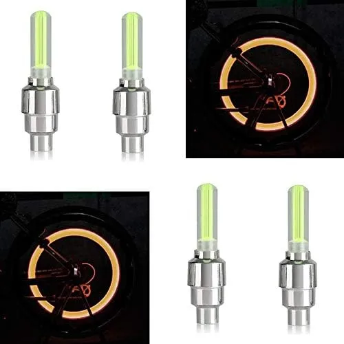 4X Orange LED Tire Valve Stem Covers Caps LED Non-Flashing Lights Car/Motorcycle