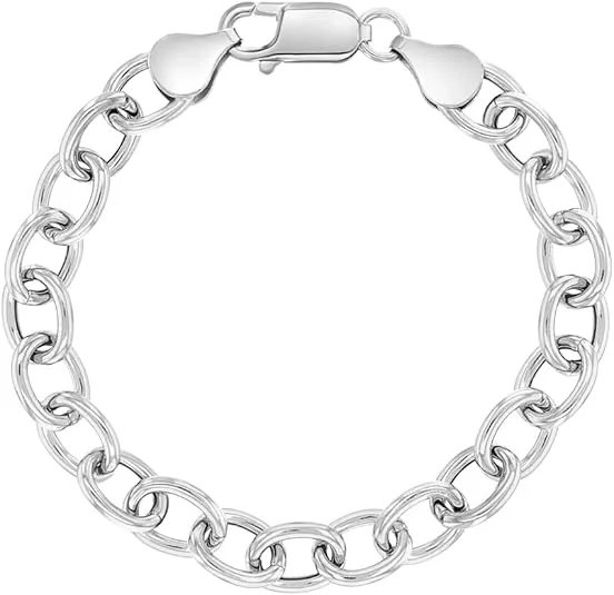 925 Sterling Silver Traditional Chain Charm Bracelet for Toddlers & Little Girls and Boys 5" & 6"- Plain Polished Traditional Chain Link Bracelet for Children - Chain Bracelet for Small Charms